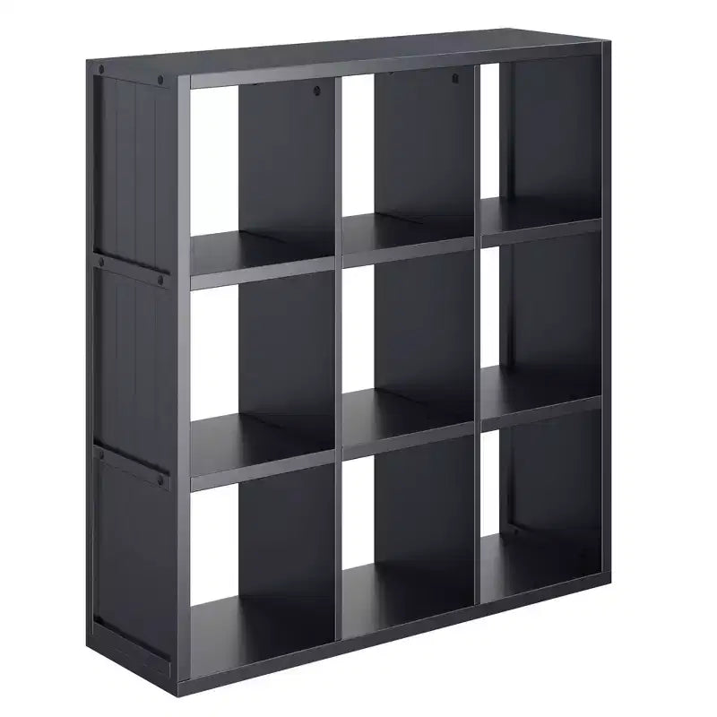 Winsome 40" Timothy Shelf 3X3 Slots Black: Mid-Century Modern Bookcase, Fixed Shelves, Wood Composite