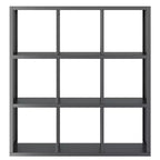 Winsome 40" Timothy Shelf 3X3 Slots Black: Mid-Century Modern Bookcase, Fixed Shelves, Wood Composite