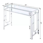Town Square Chrome Desk with Shelf Chrome - Breighton Home: Tempered Glass, Office, Dorm Storage