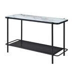 Avalan Glass Top Contemporary Sofa Table Black Coating/White - miBasics