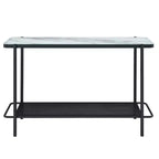 Avalan Glass Top Contemporary Sofa Table Black Coating/White - miBasics