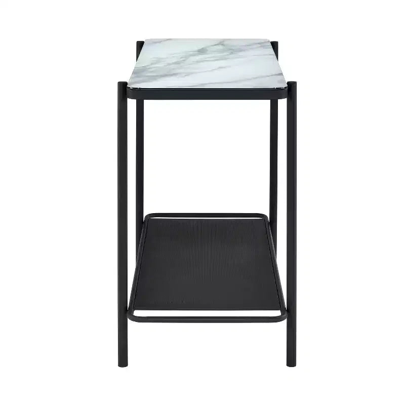 Avalan Glass Top Contemporary Sofa Table Black Coating/White - miBasics