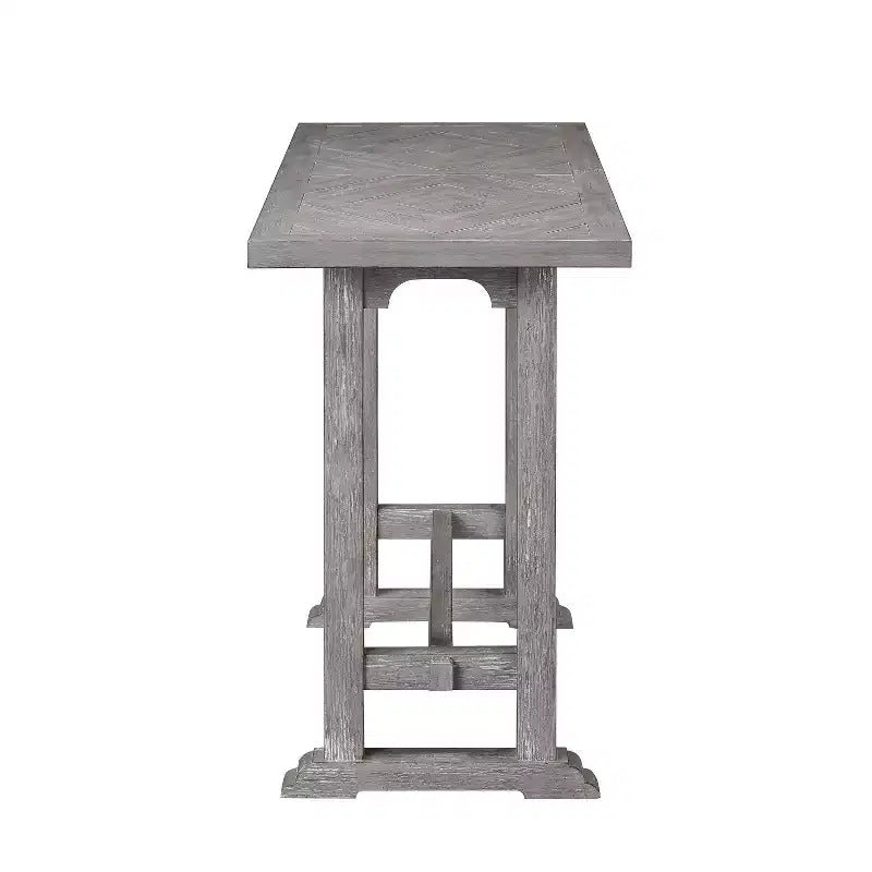 Table d'appoint Whitford gris tourterelle - Steve Silver Co. : Bois vieilli, marques de scie, incrustation double losange