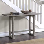 Table d'appoint Whitford gris tourterelle - Steve Silver Co. : Bois vieilli, marques de scie, incrustation double losange