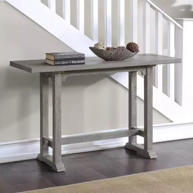 Table d'appoint Whitford gris tourterelle - Steve Silver Co. : Bois vieilli, marques de scie, incrustation double losange