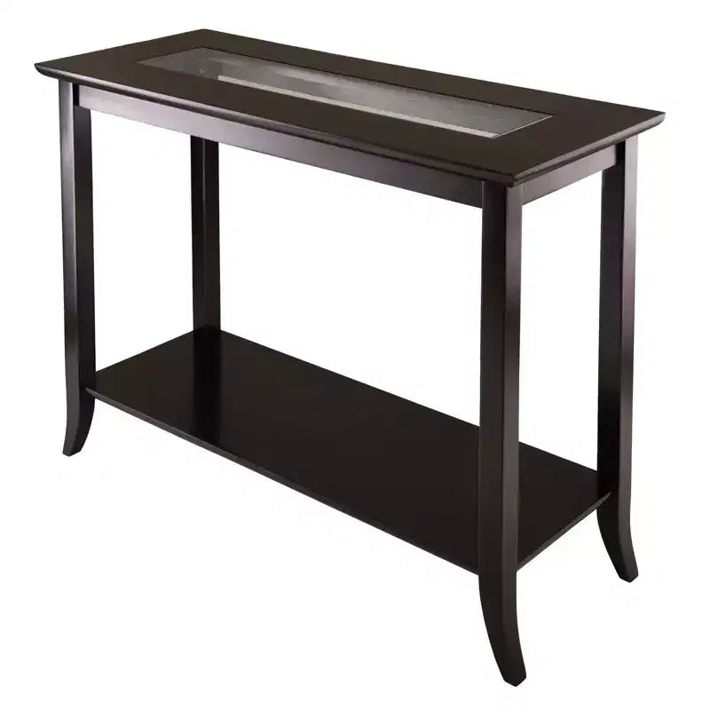 Genoa Console Table Glass Top Espresso - Winsome: Tempered Shelf, Wood Composite Frame