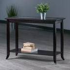 Console Gênes Plateau Verre Espresso - Winsome : Étagère trempée, Cadre en bois composite