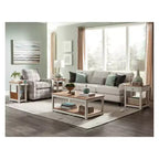 Savannah Chairside Magazine End Table with Pull Out Shelf Ivory with Natural Wood Top - Alaterre Furniture