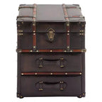 Wood and Faux Leather Trunk End Table Espresso Brown - Olivia & May: No Assembly, 2 Drawers, Indoor Use