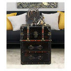 Wood and Faux Leather Trunk End Table Espresso Brown - Olivia & May: No Assembly, 2 Drawers, Indoor Use