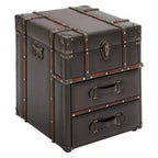 Wood and Faux Leather Trunk End Table Espresso Brown - Olivia & May: No Assembly, 2 Drawers, Indoor Use