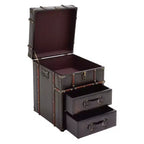Wood and Faux Leather Trunk End Table Espresso Brown - Olivia & May: No Assembly, 2 Drawers, Indoor Use