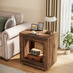 Table d'appoint en bois avec rangement, tables de chevet en noyer pour salon, chambre à coucher