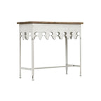Console en métal finition zinc et bois à bord festonné