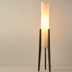 Vintage Wooden Torch LED Floor Lamps with Fabric Shade