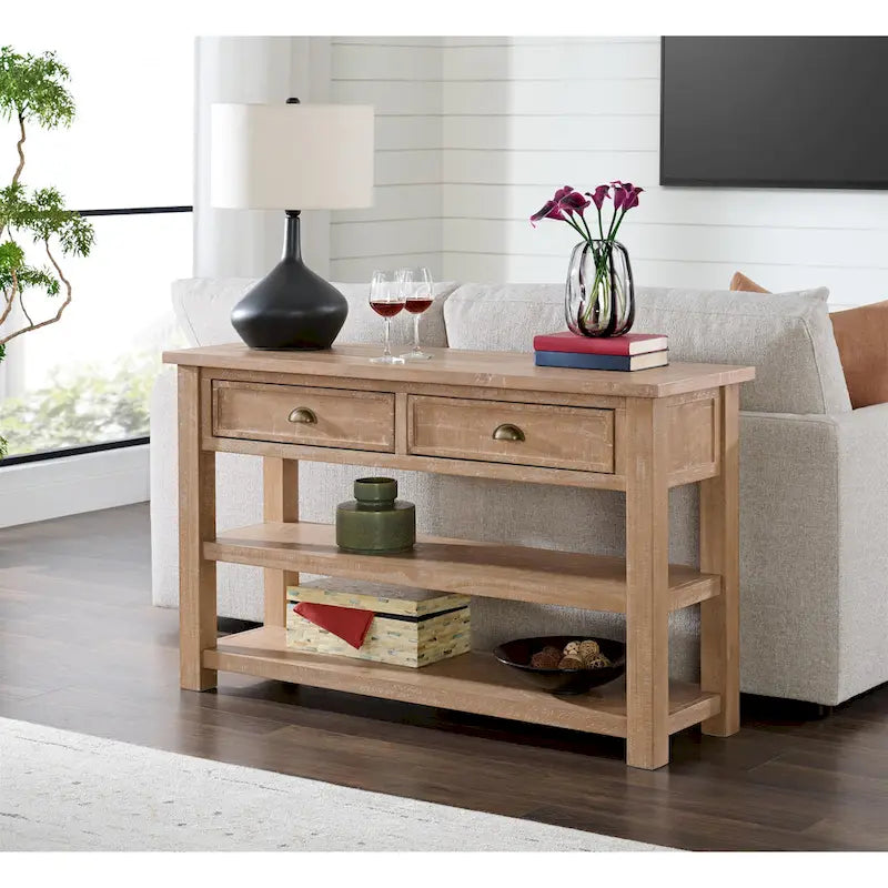 The Gray Barn Downington Table console de canapé à 2 tiroirs en bois massif