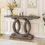 Console de style vintage avec base géométrique, table de couloir en bois