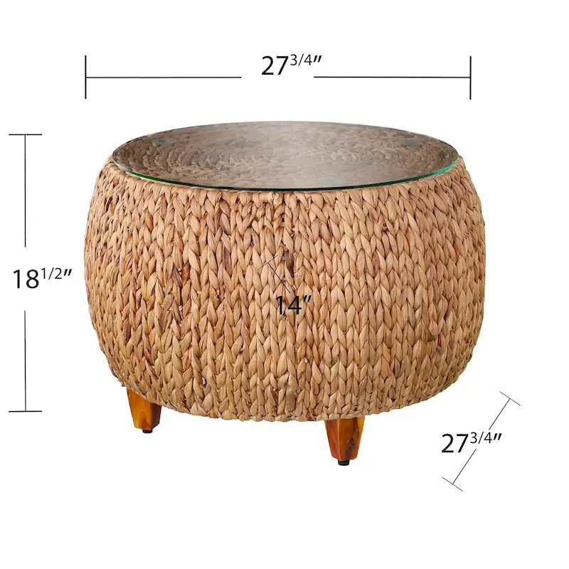 Table basse ronde Terraza en jacinthe d'eau de SEI Furniture