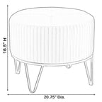 Tabouret pouf rond en velours surélevé avec base dorée épingle à cheveux
