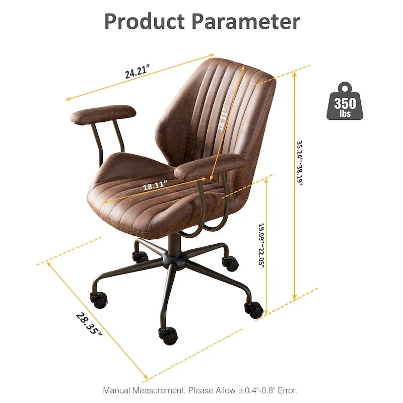 Chaise de bureau ergonomique en suède avec support lombaire