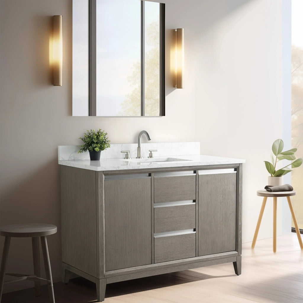 Meuble-lavabo Vanity Art avec évier en céramique et dessus en marbre reconstitué