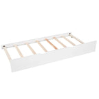 Lit plateforme en L moderne blanc de taille double avec lit gigogne et tiroirs pour chambre à coucher
