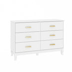 Commode double Timechee 6 tiroirs 47,2 po de largeur, pieds en bois massif, fini laqué
