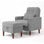 Fauteuil de salon moderne UIXE avec pouf de rangement et dossier réglable