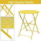 Set bistro pieghevole in metallo da 3 pezzi, set conversazione resistente alle intemperie per esterni/interni, per patio, cortile, giardino