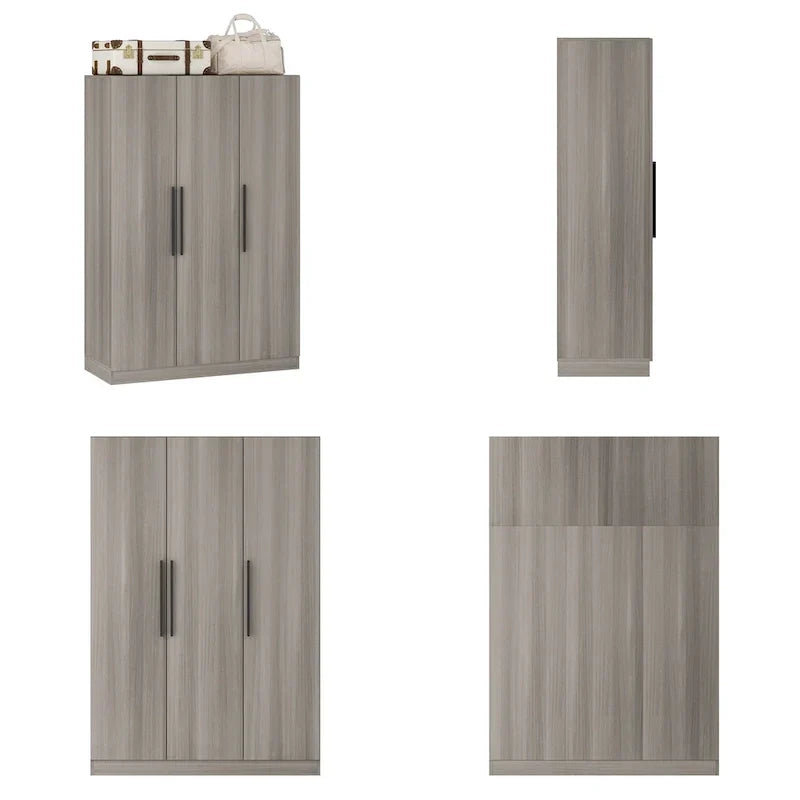 Armoire de rangement en bois avec 6 cubes de rangement et tringle à vêtements
