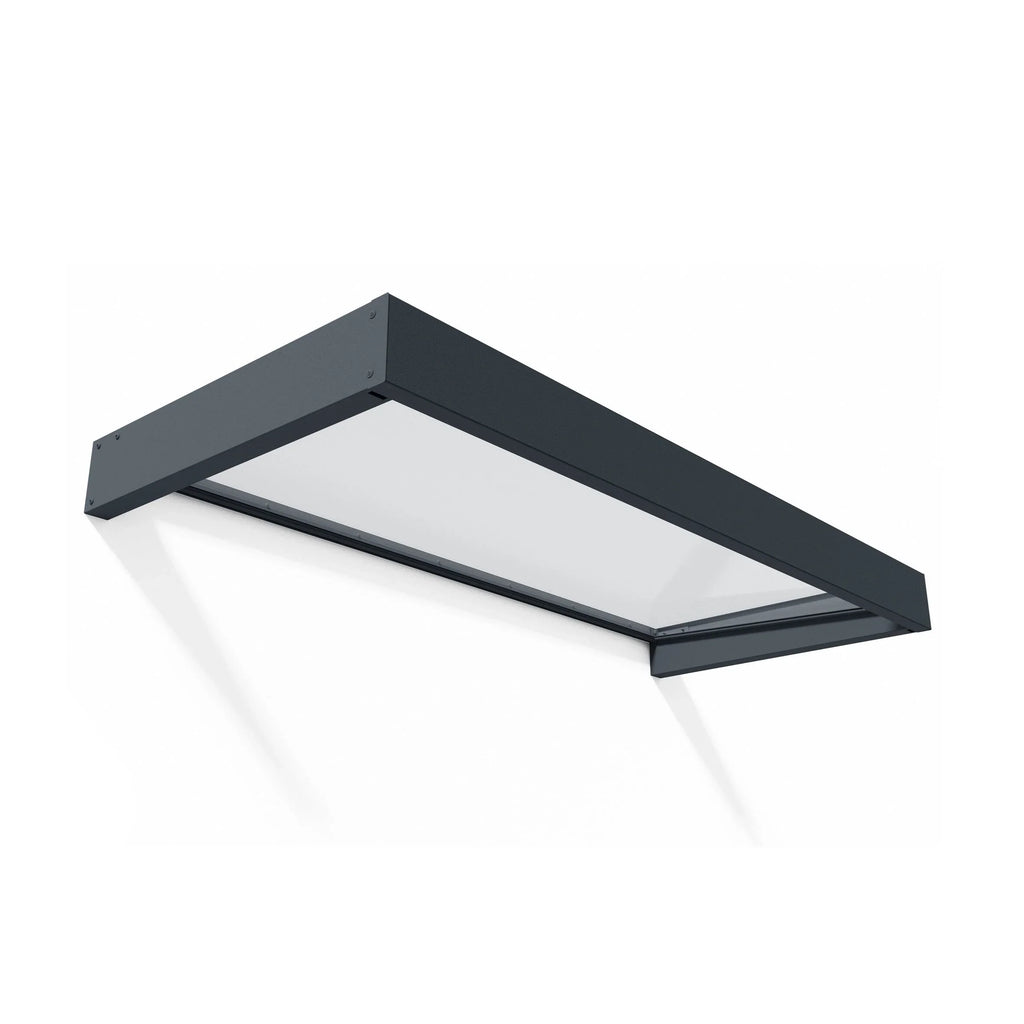 Auvent Sophia gris transparent pour portes et fenêtres de 0,9 m