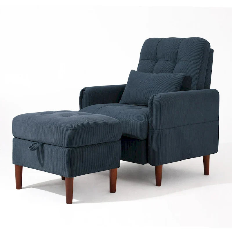 Fauteuil de salon moderne UIXE avec pouf de rangement et dossier réglable