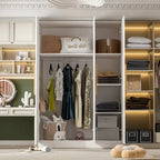 Armoire de rangement en bois avec 6 cubes de rangement et tringle à vêtements