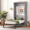 Lit escamotable simple, se plie en armoire, gris