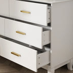 Commode double Timechee 6 tiroirs 47,2 po de largeur, pieds en bois massif, fini laqué