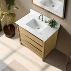 Meuble-lavabo Vanity Art avec évier en céramique et dessus en marbre reconstitué