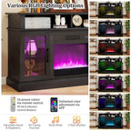Meuble TV avec cheminée électrique, lumières LED et télécommandes