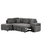 Canapé d'angle convertible avec pouf de rangement, canapé-lit pour salon