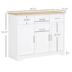 Meuble de Rangement Buffet de Cuisine Blanc avec 3 Tiroirs et Étagère Réglable