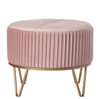 Tabouret pouf rond en velours surélevé avec base dorée épingle à cheveux