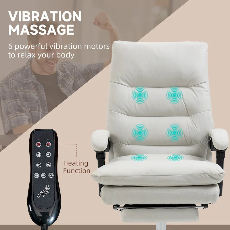 Fauteuil de bureau massant, chauffant et inclinable en microfibre Vinsetto avec vibrations