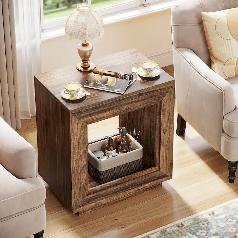 Table d'appoint en bois avec rangement, tables de chevet en noyer pour salon, chambre à coucher