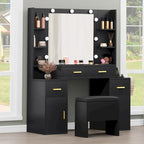 Coiffeuse avec prises intégrées et miroir éclairé, 55,1H x 43,3L x 15,74P