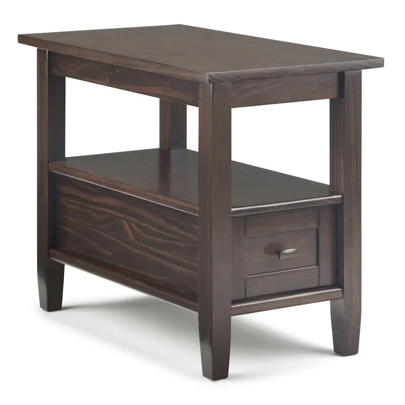 WYNDENHALL Norfolk Table d'appoint étroite de style transitionnel rectangulaire en bois massif, 35,5 cm de large – 35,5 cm de large