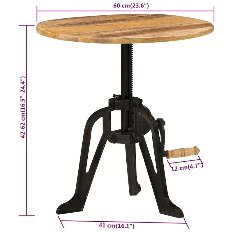 vidaXL Table d'appoint Table basse ronde Bout de canapé Bois massif et fonte