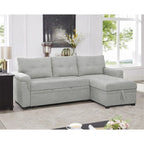 Divano componibile convertibile reversibile con letto estraibile, chaise longue con contenitore nascosto e gambe durevoli