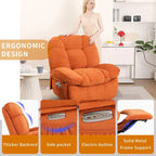Fauteuil inclinable pivotant XINMICS, Fauteuils inclinables à bascule de massage avec fonction chauffante, ports USB, USB-C et pochette latérale