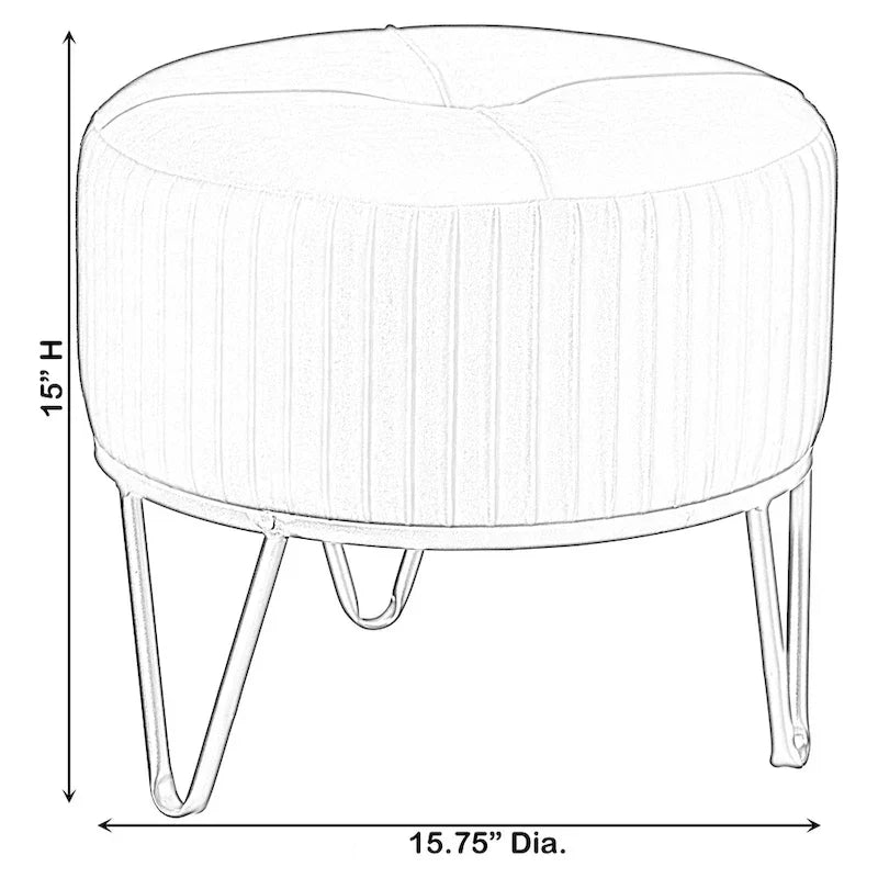 Tabouret pouf rond en velours surélevé avec base dorée épingle à cheveux