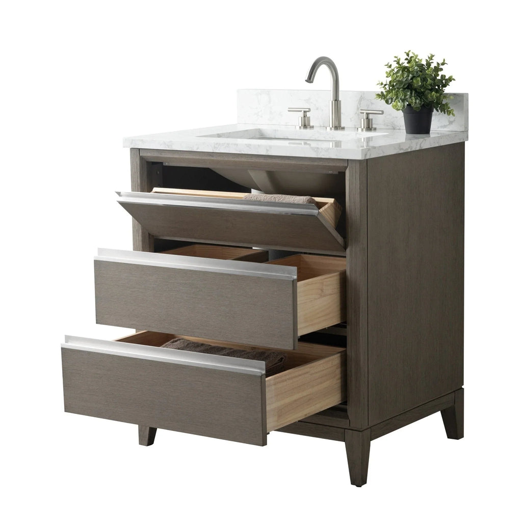 Meuble-lavabo Vanity Art avec évier en céramique et dessus en marbre reconstitué