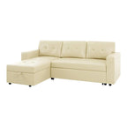 Divano componibile convertibile reversibile con letto estraibile, chaise longue con contenitore nascosto e gambe durevoli
